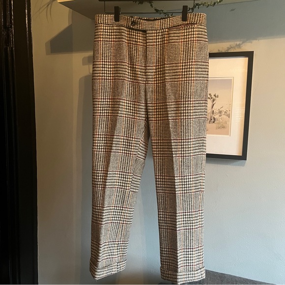 R13 KICK SKINNY FLARE TROUSER BROWN GLEN PLAID - Picture 2 of 6